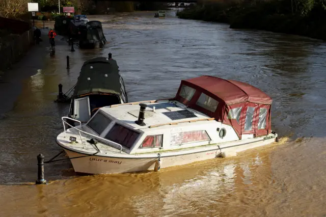 A boat in flooded water