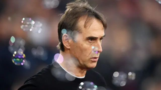 Julen Lopetegui, Manager of West Ham United, looks on