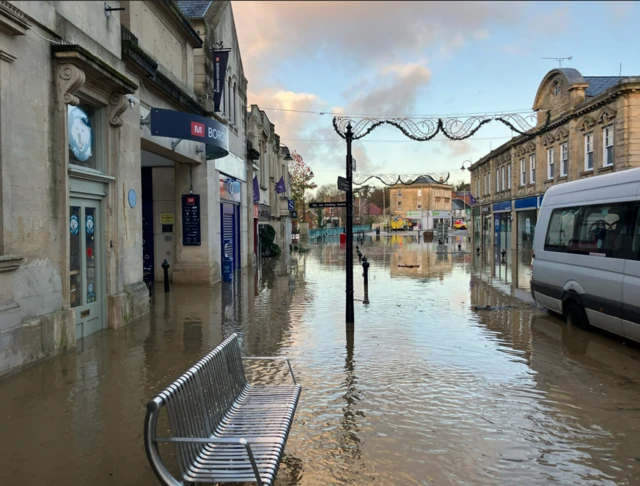 Chippenham high street is flooded