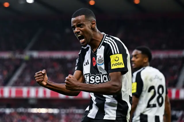 Alexander Isak of Newcastle United celebrates after scoring