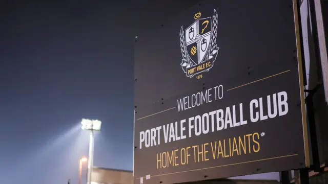 A welcome sign outside Vale Park