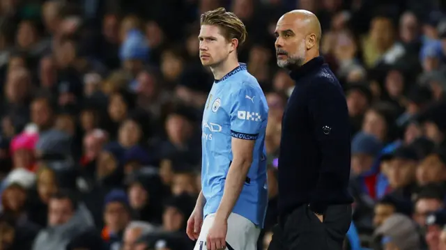 Kevin de Bruyne and Pep Guardiola