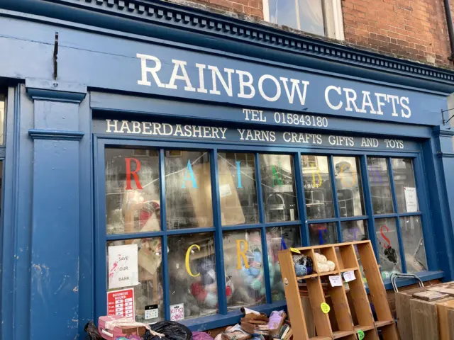 The front of the Rainbow Crafts store.