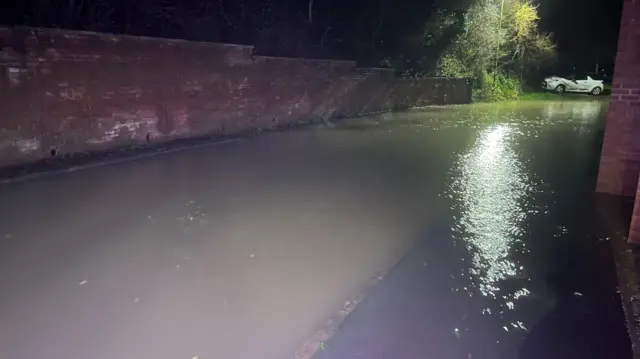 A road completely underwater.