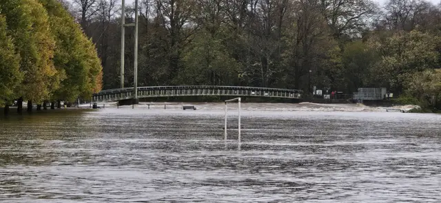 A field in Pontcanna, Cardiff is covered with water