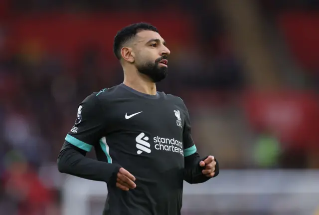 Mohamed Salah looks on while in action against Southampton