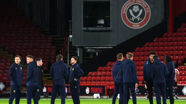 Oxford players at Bramall Lane