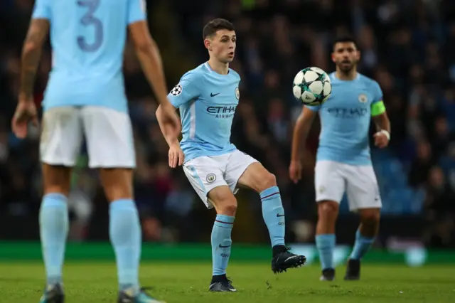 Phil Foden in action for Manchester City against Feyenoord in 2017