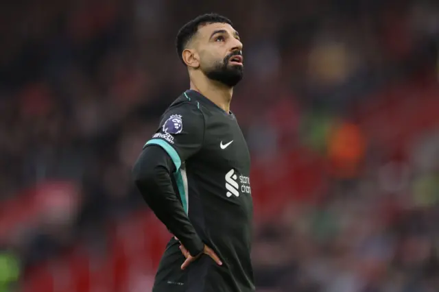 Mohamed Salah looks on during Liverpool's win at Southampton