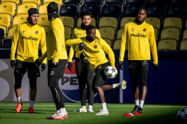 Young Boys forward Ebrima Colley controls the ball during training