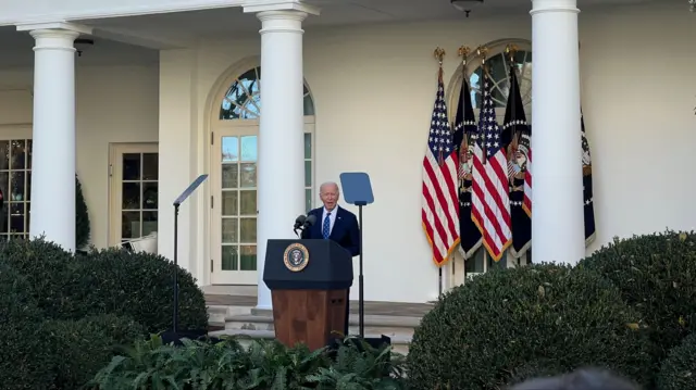 President Biden speaking in front of the White House