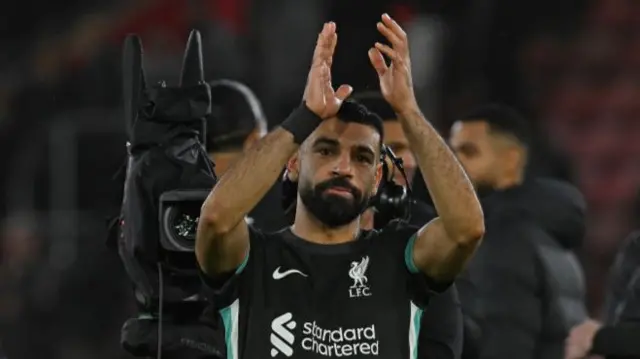 Mo Salah applauds Liverpool fans at Southampton