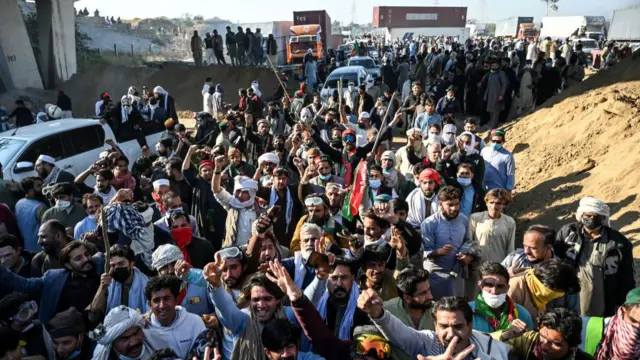 Large crowd of protesters