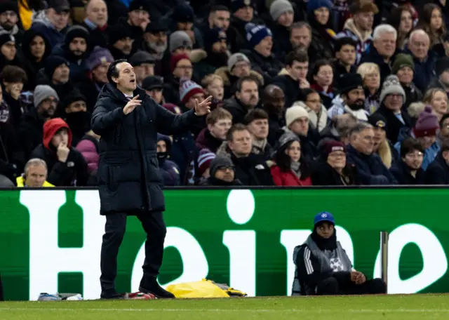 Aston Villa manager Unai Emery gestures