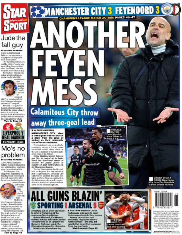 The back page of Wednesday's Daily Express