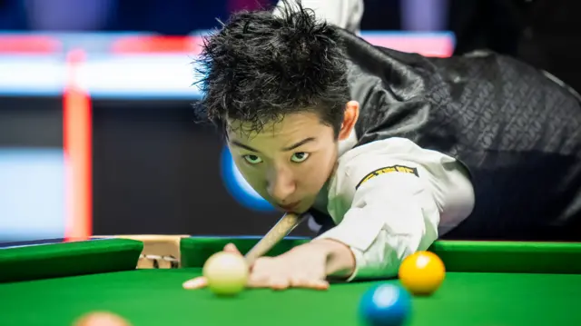 Wu plays a shot