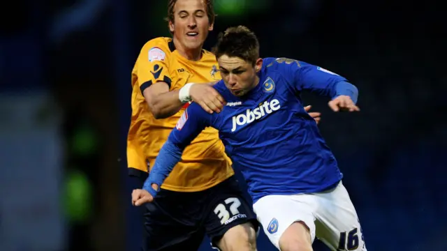 Harry Kane playing for Millwall against Portsmouth at Fratton Park