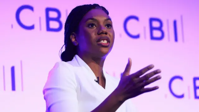 Kemi Badenoch speaking at the CBI's annual conference on Monday