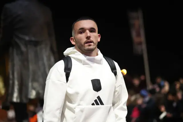 John McGinn of Aston Villa arrives at the stadium