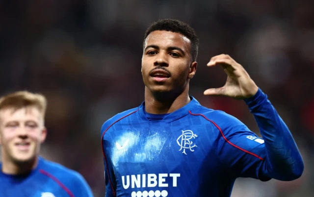 Rangers' Hamza Igmane celebrates scoring their third goal