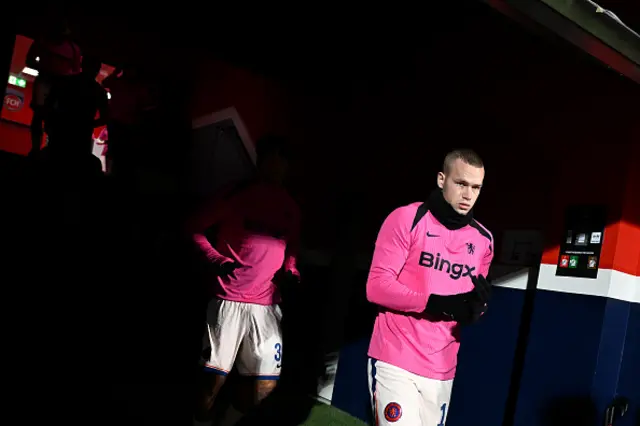 Mykhaylo Mudryk of Chelsea makes his way out to warm up