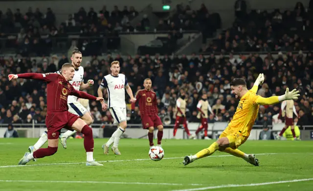 Artem Dovbyk of AS Roma scores a goal which is later disallowed