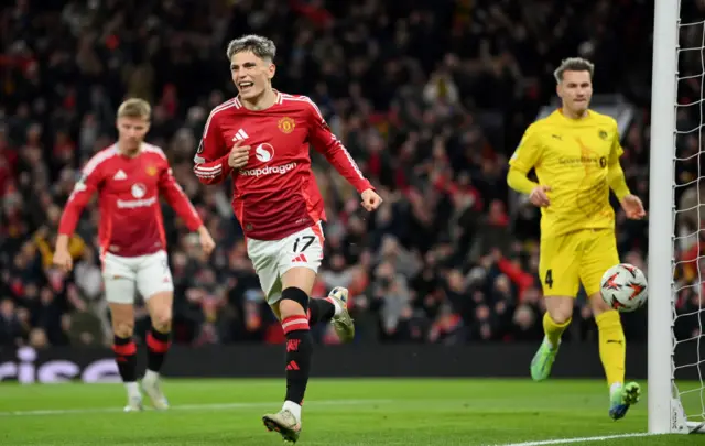 Alejandro Garnacho of Manchester United celebrates scoring