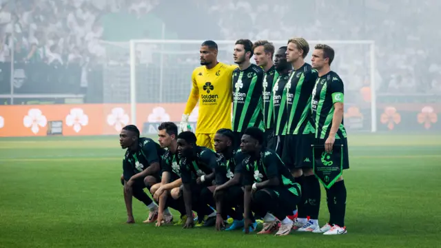 The Cercle Brugge team before a UEFA Europa League 2nd Qualifying Round Second Leg match between Cercle Brugge and Kilmarnock at Jan Breydel Stadium,