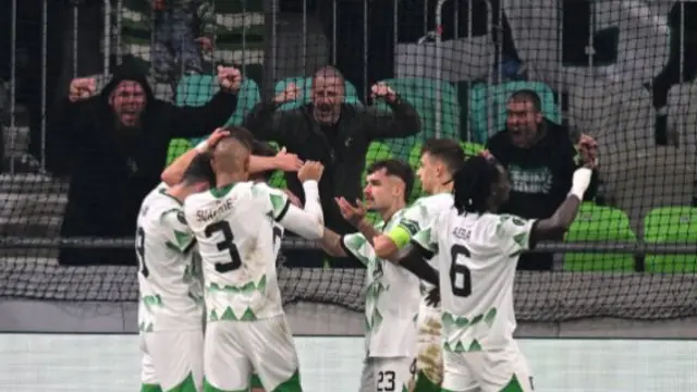 Celebration time for Olimpija after Ivan Durdov's opener