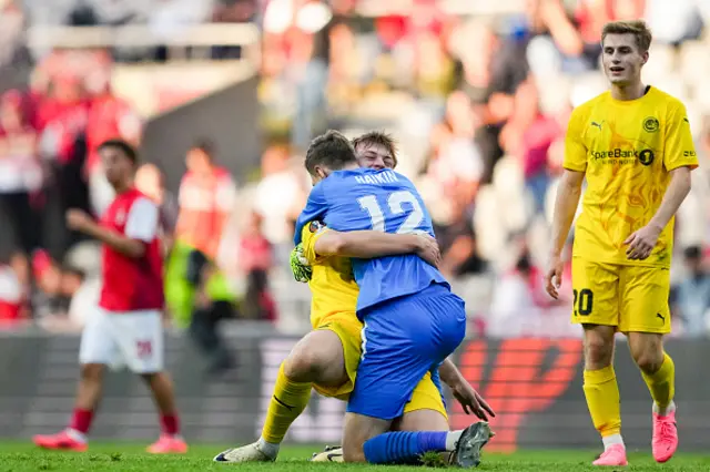 FK Bodo/Glimt players celebrate their victory against Braga