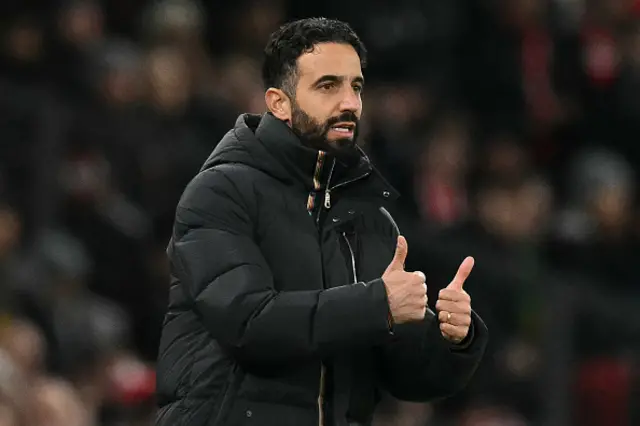 Ruben Amorim gestures on the touchline