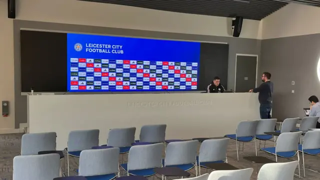 A picture of Leicester's press room at their Seagrave training ground