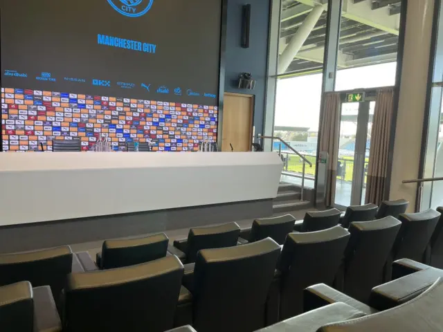 Empty Man City news conference room