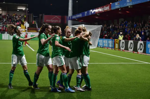 Northern Ireland celebrate at Inver Park