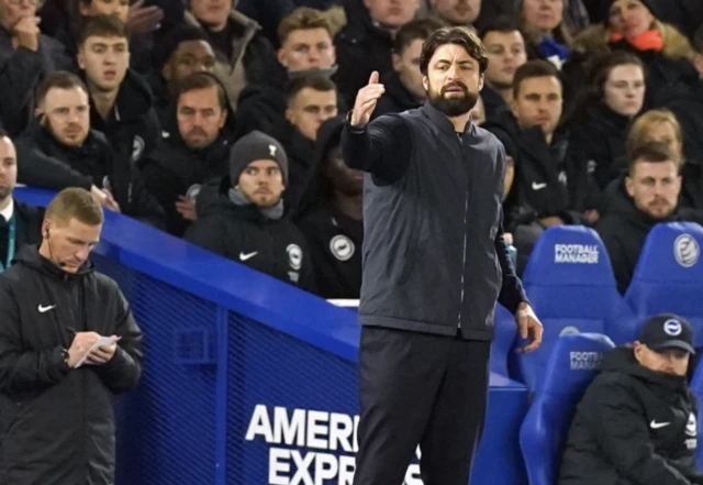 Southampton manager Russell Martin gestures on the touchline