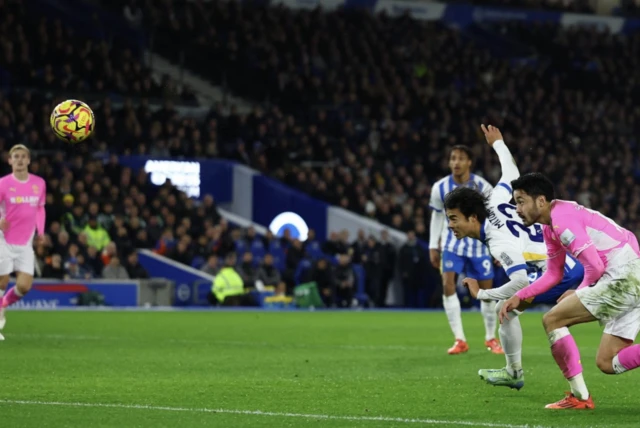 Brighton & Hove Albion's Kaoru Mitoma scores their first goal