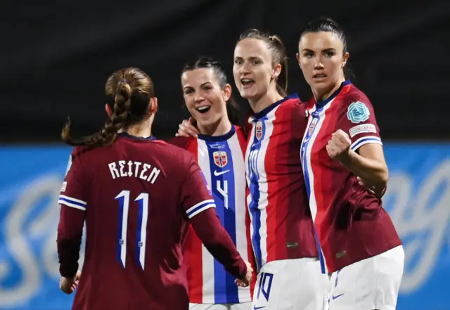 Norway celebrate their goal