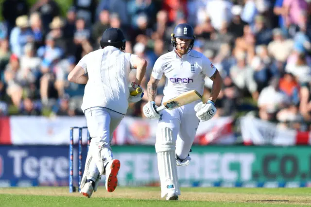 Ben Stokes and Harry Brook running between the wickets