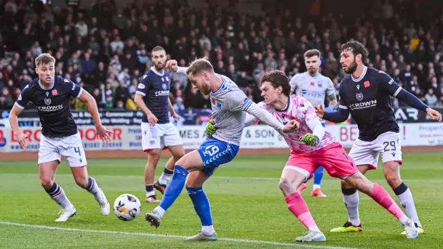 Bruce Anderson scores for Kilmarnock against Dundee