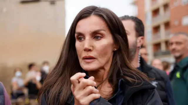 Queen Letizia of Spain seen with dried mud on her face