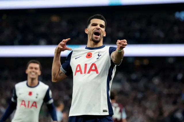 Tottenham Hotspur's Dominic Solanke celebrates