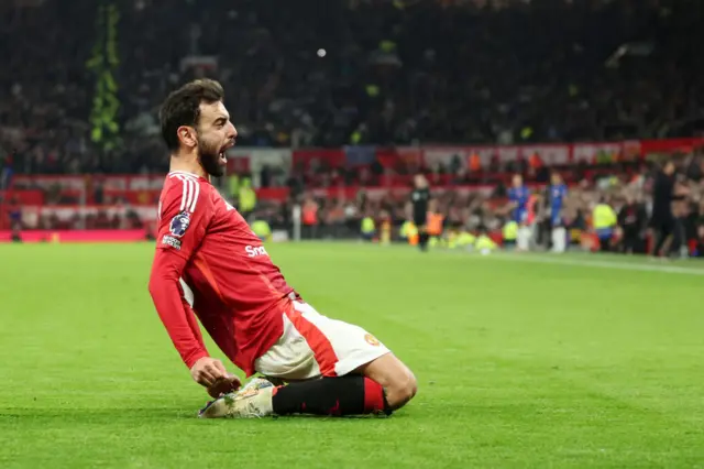 Bruno Fernandes of Manchester United celebrates