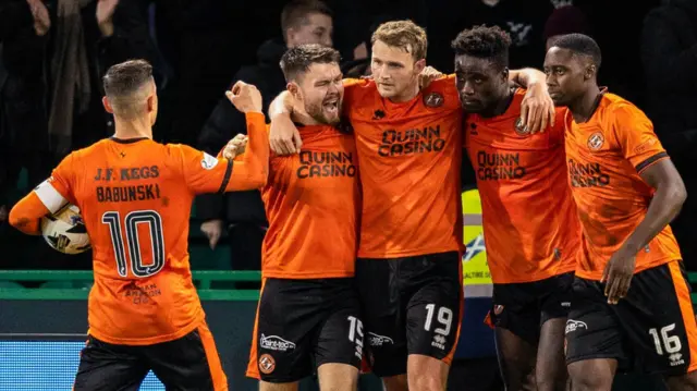 Dundee United players celebrating