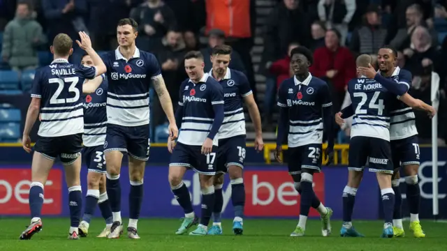 Millwall celebrate v Burnley