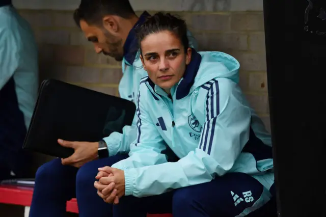 Renee Slegers, Interim Head Coach of Arsenal looks on prior to the Barclays Women's Super League