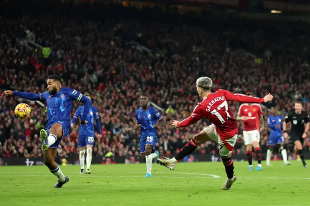 Alejandro Garnacho of Manchester United takes a shot