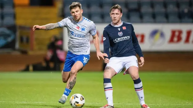 Kilmarnock's Matty Kennedy and Dundee's Jordan McGhee