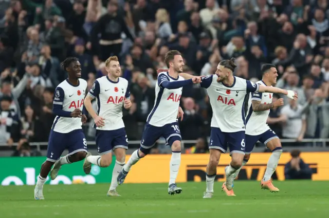 James Maddison of Tottenham Hotspur celebrates scoring his team's fourth goal