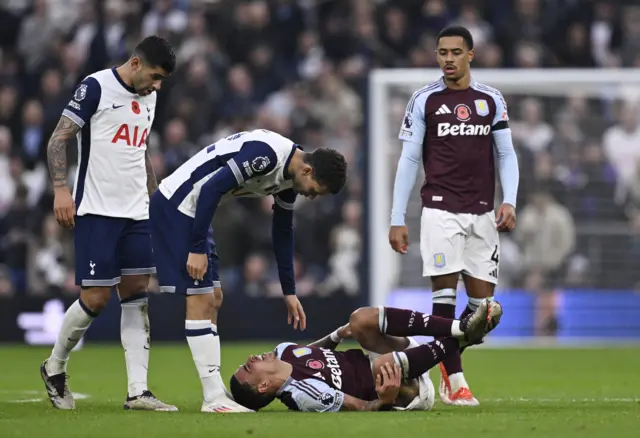 Aston Villa's Morgan Rogers reacts