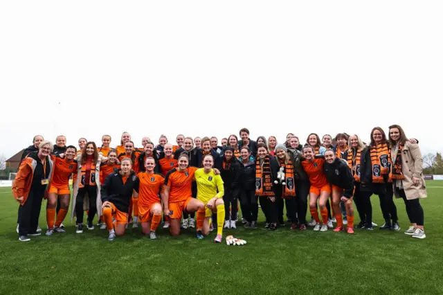 2024/25 Glasgow City squad pose with 1998/99 squad